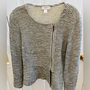 LOFT Women's Beige, Black and White Peplum Jacket